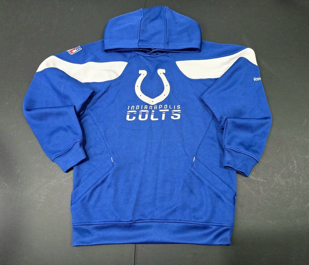 Reebok On Field Colts Hoodie Blue White NFL Sweatshirt Youth Medium